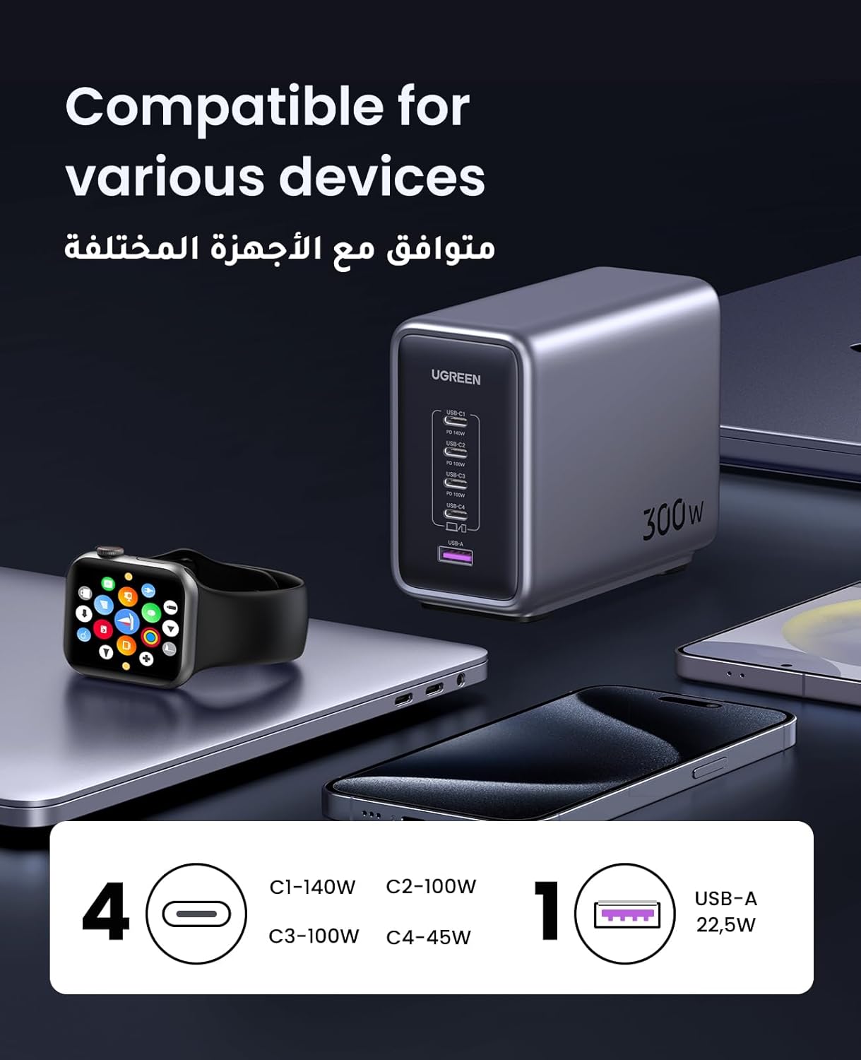 UGREEN Nexode 300W 5-Port PD GaN Fast Charger UK